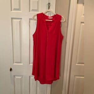 Red Sleeveless Mandarin Collar Mini Dress Size XL